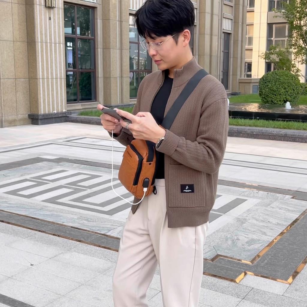 Men's Waterproof Chest Bag Combination Lock Multifunctional Shoulder Bag Large Capacity Sports Crossbody Bag