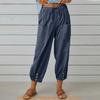Polyester Blend Casual Pants For Women With Button Detail And Elastic Waist