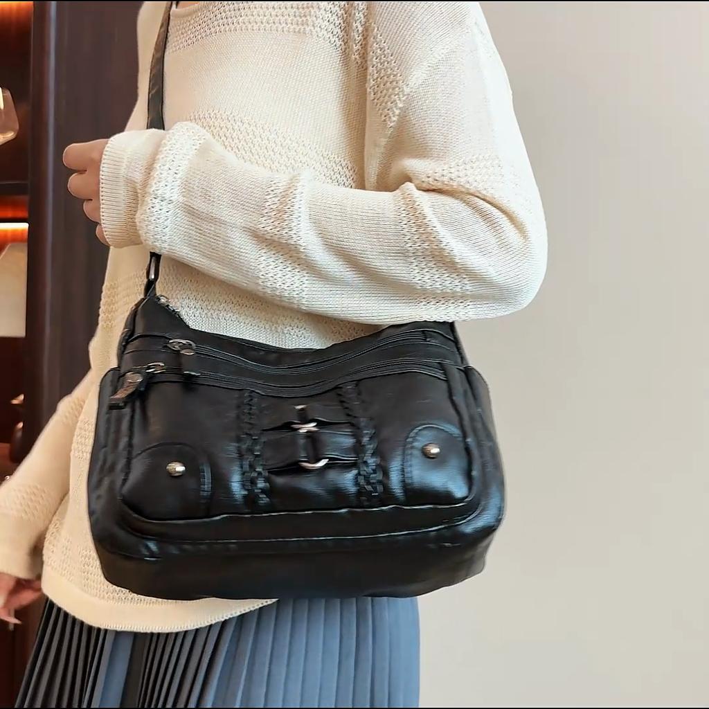 Large Capacity PU Small Square Bag Middle-aged Mother Bag Women's Shoulder Crossbody Bag