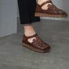 Johnature Genuine Leather Woven Breathable Flat Sandals Square Toe Soft Sole Versatile Women's Shoes