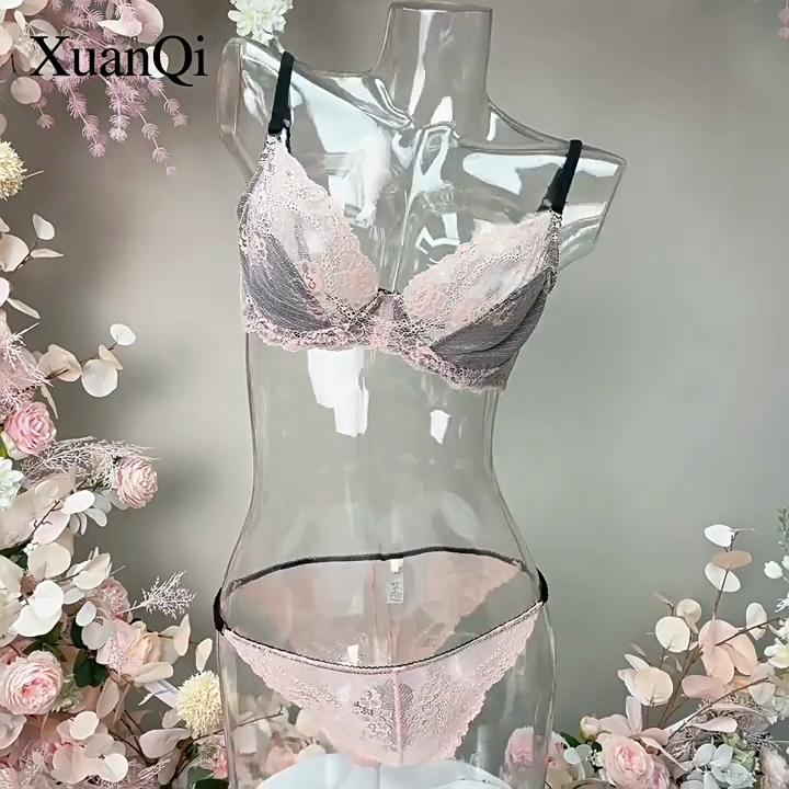 Sexy Lace Bra Thin Transparent Seductive Thin Style Large Size Bra Set