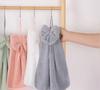 Hand Towel Coral Fleece Solid Color Design Bow Decoration Quick Dry Absorbent Reduce Water Stains Keep Hands Clean Reusable Hanging Towel