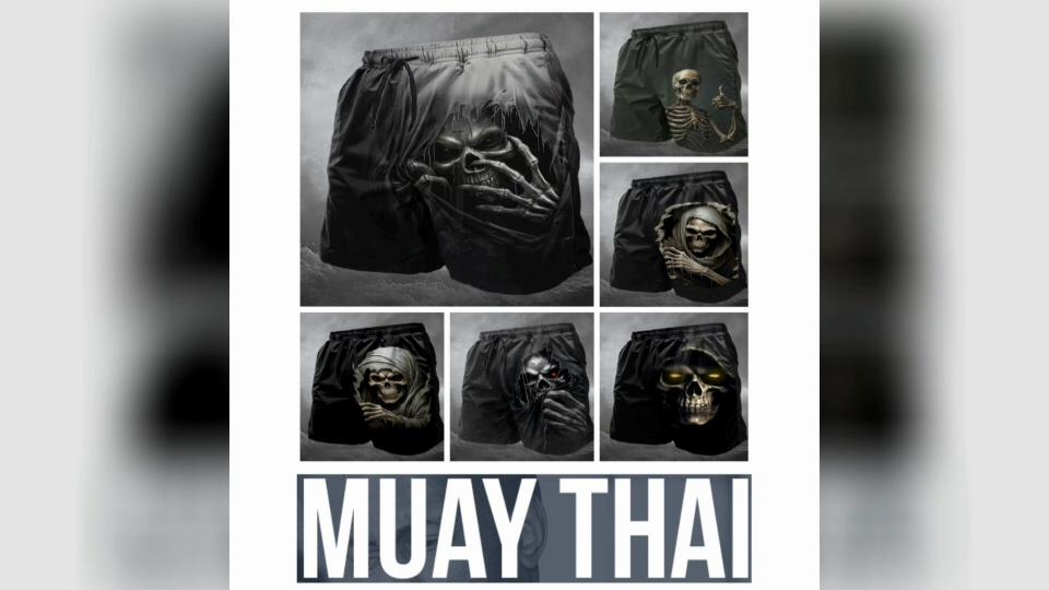 Skull Skeleton Muay Thai MMA UFC Kick Boxing Shorts Men Women Unisex Training Quick Dry Breathable Sport Gym Fitness Workout