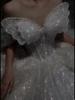 French Bow Strapless Wedding Dress - Sparkling Luxe Bridal Gown, Glitter Tulle Princess Ball Gown with Corset