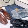 Chaussures en Gel pour Femmes Bout Carré Sandales Plates Semelle en PVC à Enfiler Chaussons Décontractés d'Extérieur