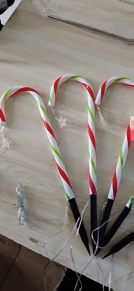 Outdoor Christmas Pathway Lights Candy Cane with Stakes for Yard Lawn Garden Decorations Holiday New Year Festival Decor