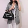 Glossy Crocodile Texture Handbag with Square Buckle Design for Women Daily Office Use Chic Elegant Style