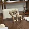 A Woman Kissing a Small Dog Resin Figurine a Warm Pet Interaction Scene Sculpture Sandstone Resin Ornament