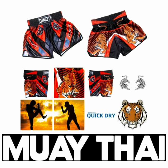 Twin Tiger Muay Thai Kickboxing Boxing MMA UFC Casual Shorts Gym Sport Unisex Men Women Workout Quick Dry Print Elastic High Waist Training
