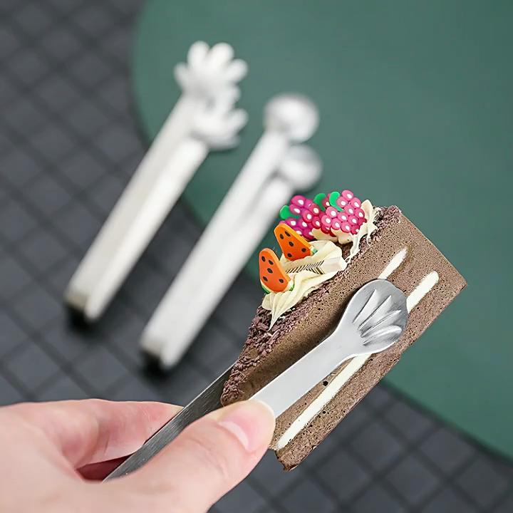 Stainless Steel Ice Clip with Thickened Design, Cute Snacks, Ice Cubes, and Food Clips