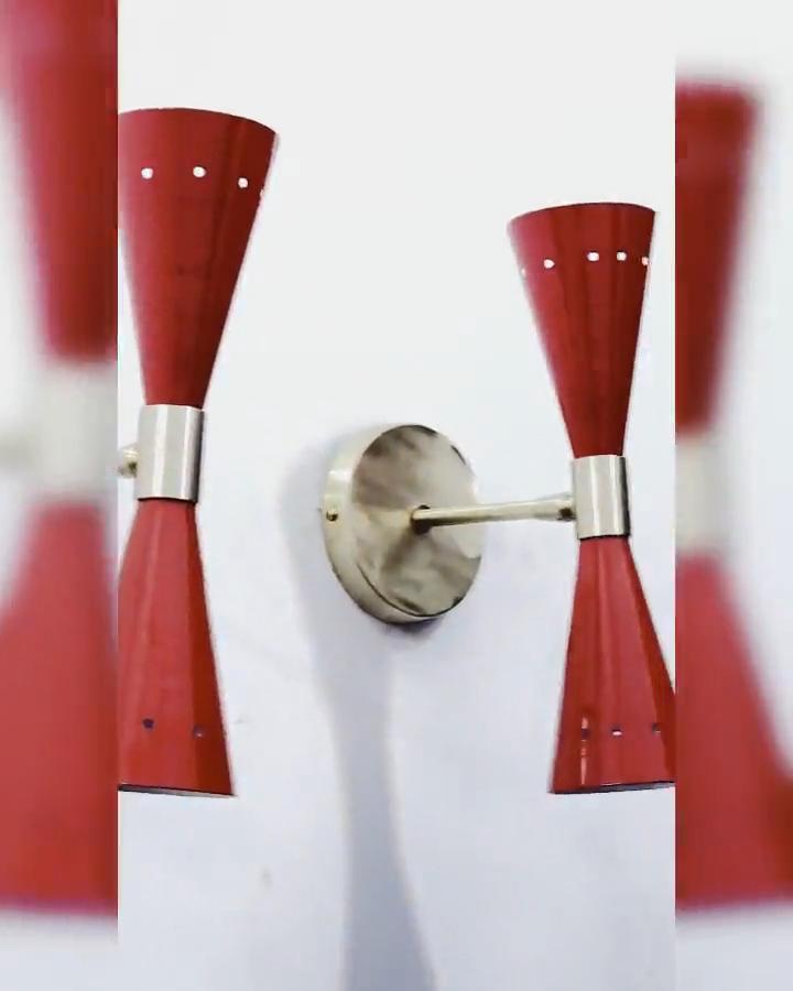 Mid Century Modern Messing Wandleuchte - Diabolo Italienisches Design - Waschtischbeleuchtung