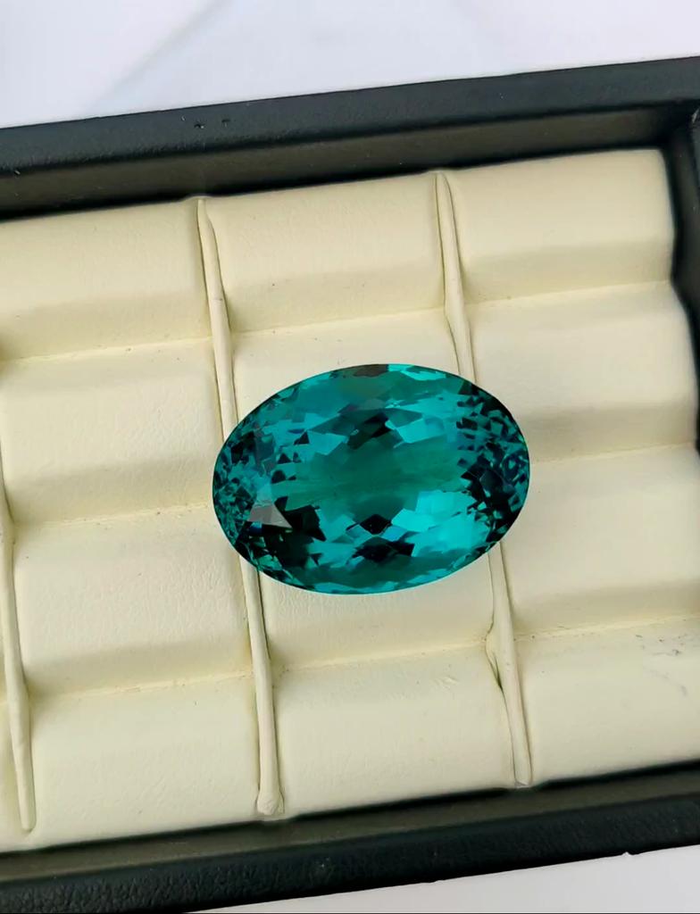 Eye Clean Oval Cut Natural Glass Stone, Faceted Loose Stone, 43.30 Carat, 26x19x15 Size Stone.