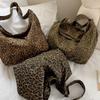 Vintage Leopard Print Tote Bag Women's Lightweight Shoulder Bag Large Capacity Underarm Bag