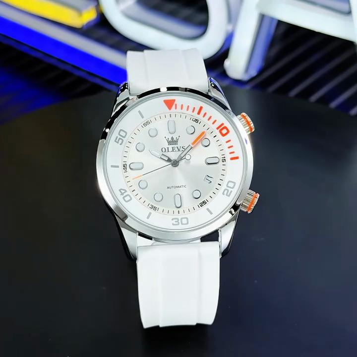OLEVS Orologi Automatici da Uomo Lusso Top Brand Serie Subacquea Ghost Verde Cinturino in Silicone Orologio Meccanico Originale