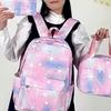 Set Zaino con Stampa Fiocco di Neve Degradé 3 Pezzi, Zaino Scolastico Impermeabile con Borsa Pranzo e Astuccio