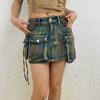 Women's Large Pocket High Waisted Zippered Slim Fit Half Length Denim Short Skirt