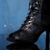 Girls Ladies Sexy Latin Lace Up Jazz Dance Shoes Mesh Breath High Top Dancing Boots  High Heels 7.5CM