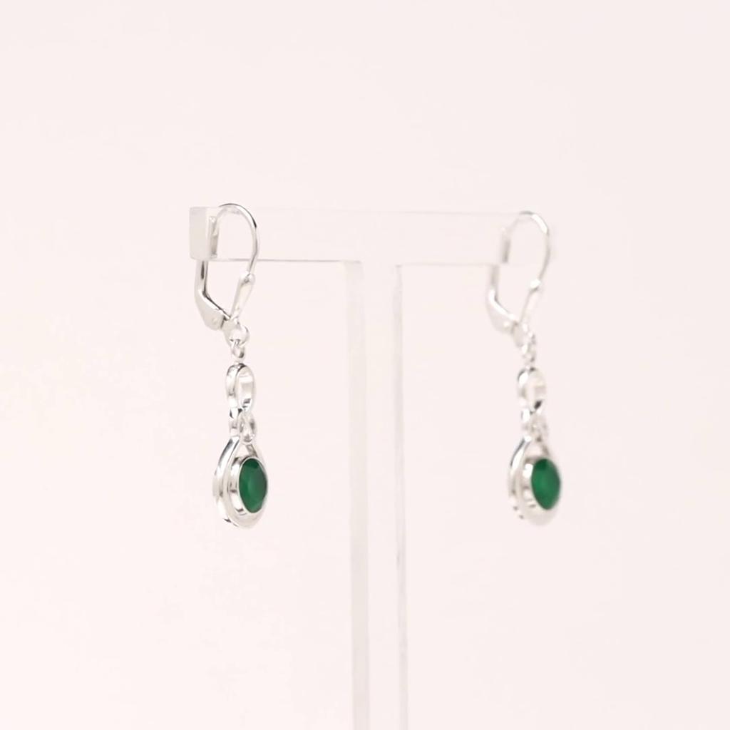 LeCalla S925 Sterling Sliver Jewelry Leverback Infinity Birthstone Earrings for Women (6 MM Green Emerald)