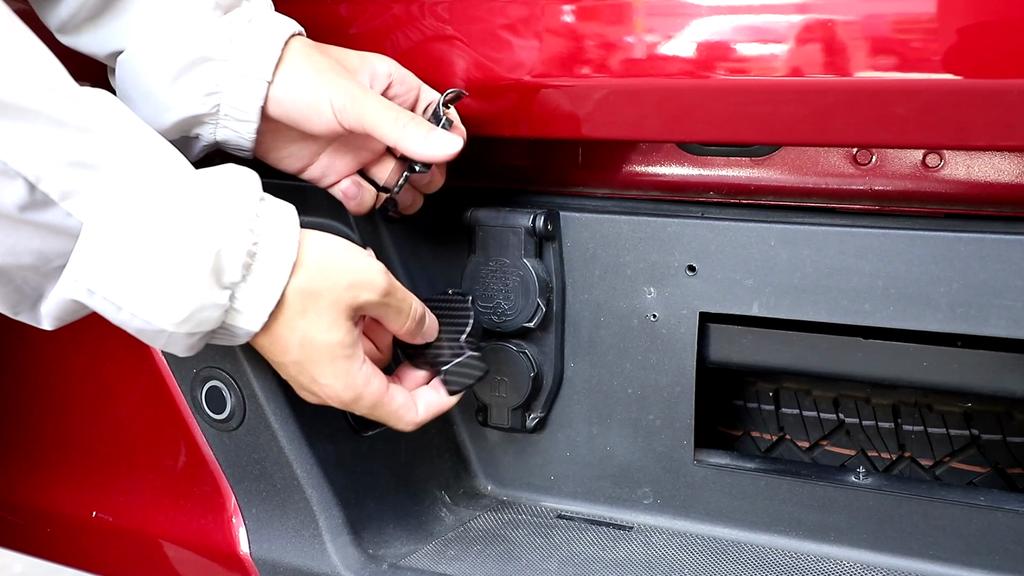 Car ABS  Trailer Outlet Decorative Cover  For Ford F150 2021 Up Exterior Accessories, Carbon Fiber Black