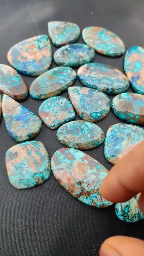 Healing Gemstone, Natural Polish Azurite Malachite Cabochon Gemstone, Gemstone Lot, Mix Shape And All Size Cabochon Lot.
