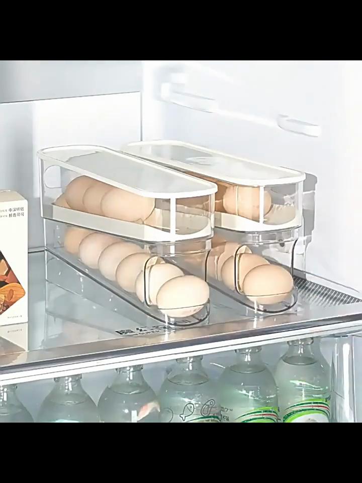 1pcs Refrigerator Egg Storage Box Rolling Kitchen Container Eggs Rolling Rack Large Capacity Refrigerator Egg Organizer Holder
