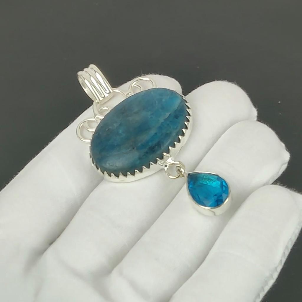 Purpurite Pendant, 925 Sterling Silver Handmade Jewelry, Blue Topaz Silver Pendant, Party Wear Jewelry For Women's, Pendant Christmas Jewelry