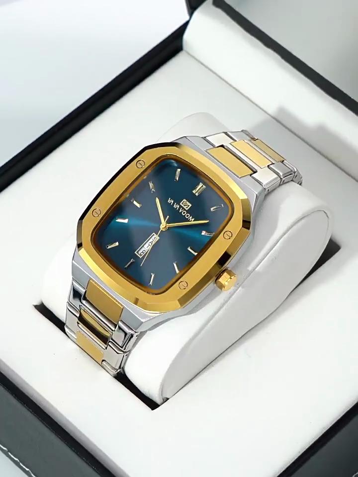 VA VA VOOM Klassische Business Herrenuhren Edelstahl Uhr für Herren Analog Quarz Mode Freizeit Armbanduhr Wasserdicht Sport Dresswatch