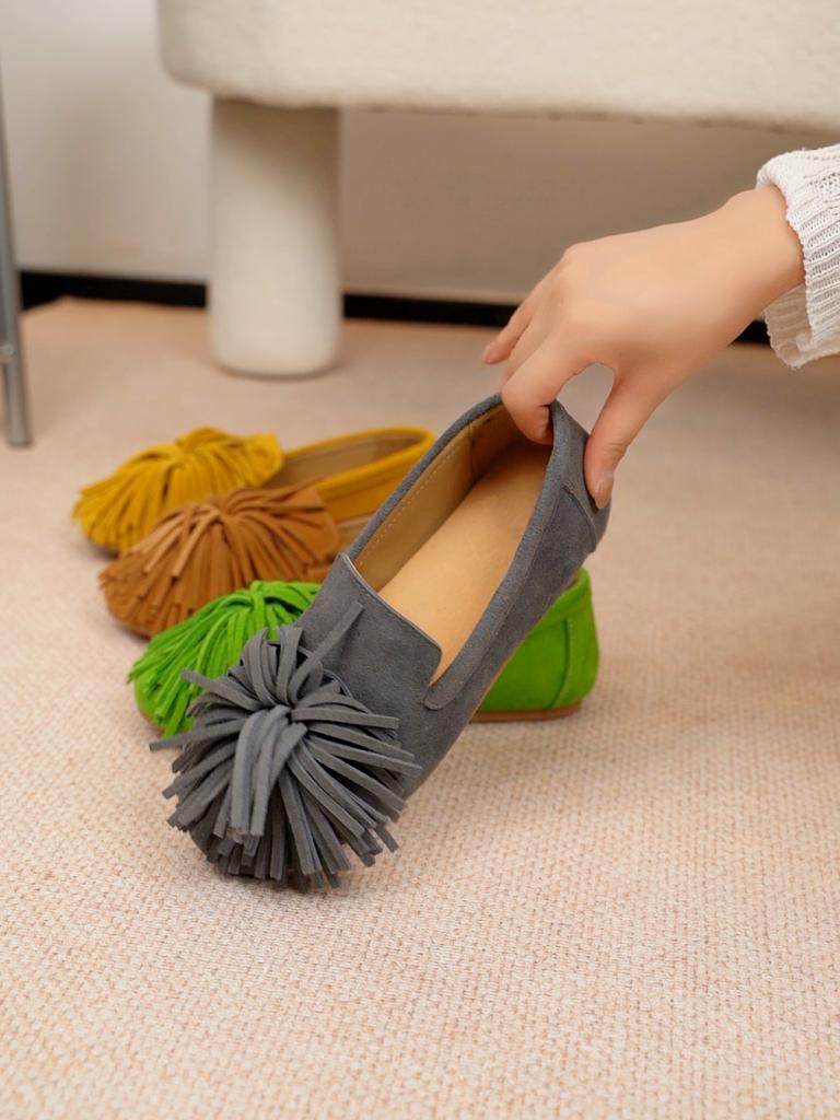 Damen Flats Echtes Leder Quaste Damen Loafers Große Größe Ballett Mary Jane Schuhe für Damen