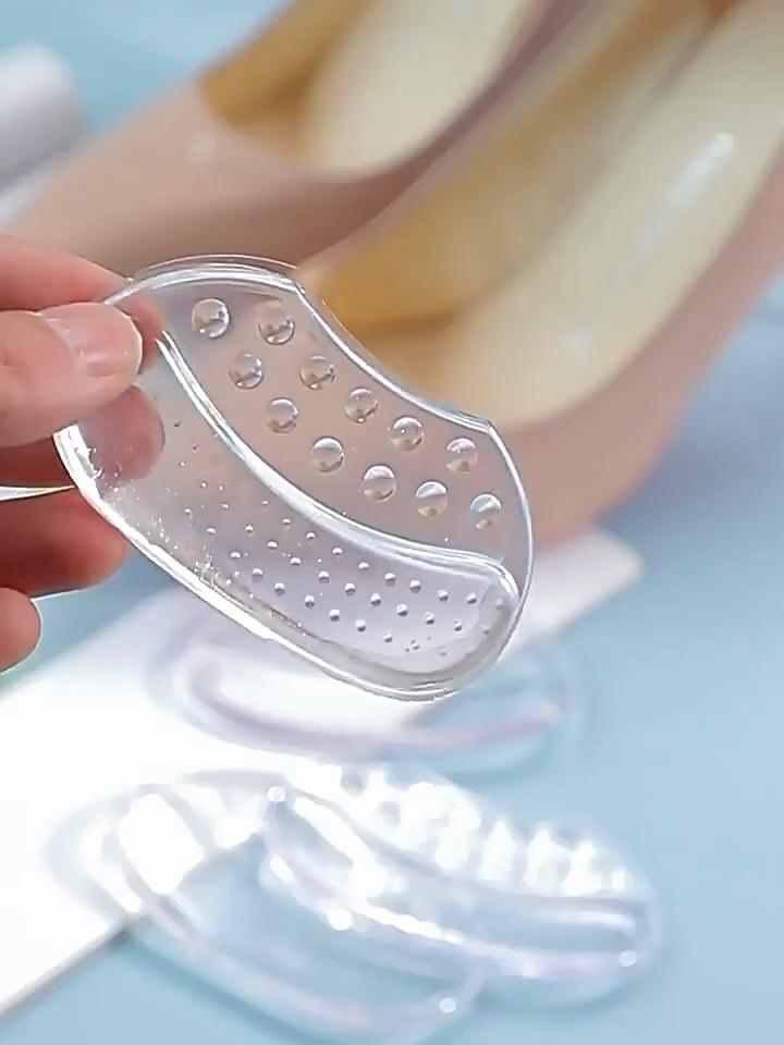 Ultra-Soft Silicone Heel Pad - Anti-Friction & Anti-Slip with Massage Points, Shoe Size Adjuster, High Heel Heel Insole, Half-Size Pad