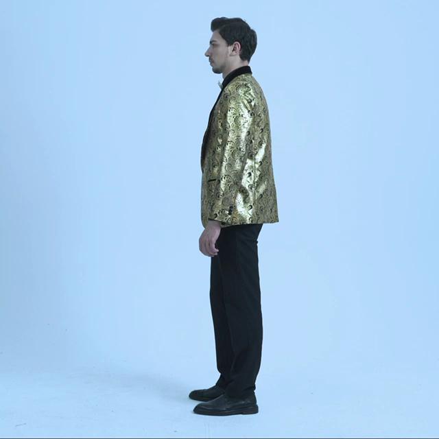 Men Luxury Gold Stamp Two-Piece Suit Jacket and Vest