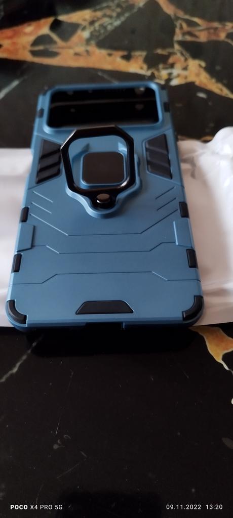 Custodia GOKEN Per Xiaomi Poco X4 Pro 5G – Silicone + PC, Con Cavalletto Integrato, Grigio, Antiurto Militare