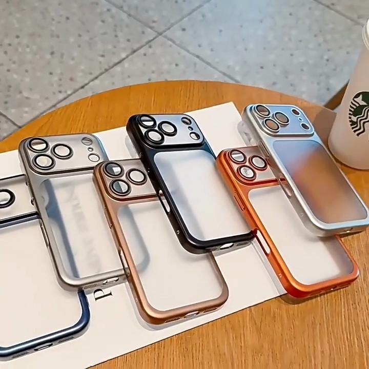 Luxury Plating Frosted Translucent Phone Case For iPhone 17 16 15 14 13 12 Pro Max Air Original Color Glass Lens Protection Matte Bumper Cover