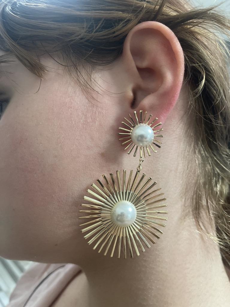 Jovono Orecchini geometrici punk oro esagerato cerchio orecchini perle orecchini pendenti per donne e ragazze