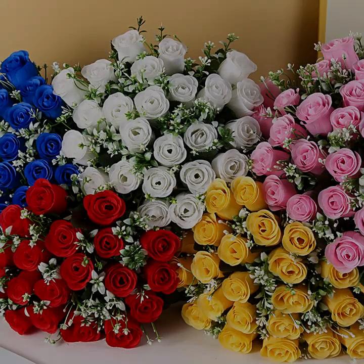 Artificial Flowers Bouquets –24 Heads  Roses,Realistic Faux Floral Arrangement Wall & Party Decorations,DIY Craft,Fade-Resistant Silk Flowers