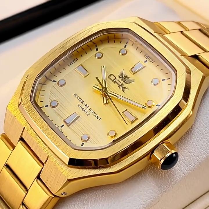 Mens Classic Analog Watch Octagon Square Case Quartz Movement Waterproof Luminous Wrist Watches