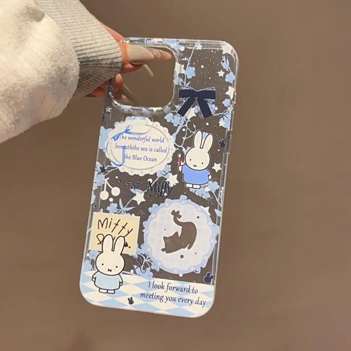 Cute Cartoon Miffy Phone Case for Apple IPhone 16 Pro Max and IPhone 15 Pro with Large Hole Personalized Protective Case