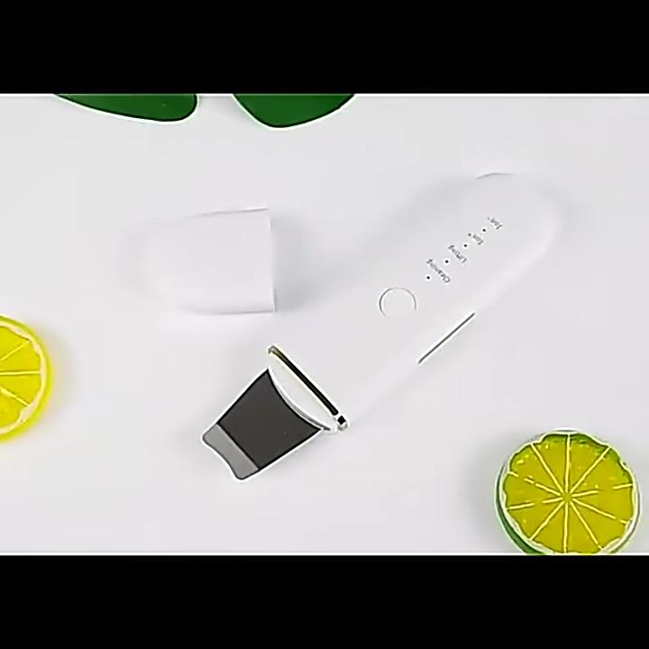 Ultrasonic Skin Scrubber Blackhead Remover Facial Cleanser 4 Modes Peeling Shovel Face Lifting Tool EMS Spatula Deep Cleansing