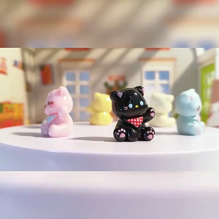 10Pcs Cartoon Cat Animal Miniatures Mini Figurine Resin Ornaments Fairy Garden Decoration Micro Landscape