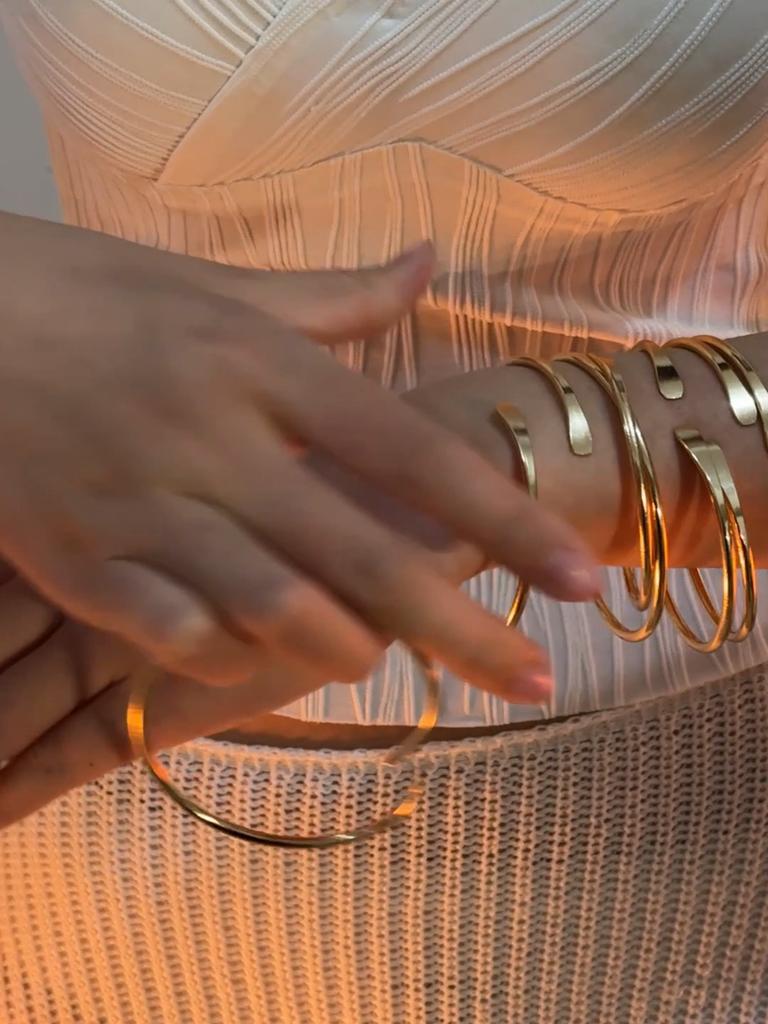 Simple Gold Color Opening Bangle Bracelts Ladies Punk Style Fashion Retro Trend Jewelry Accessories