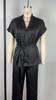 Patchwork Short-sleeved Women's Pajamas Spring and Autumn Lace-up Cardigan Robe Pajama Trousers Suit Ladies Homewear