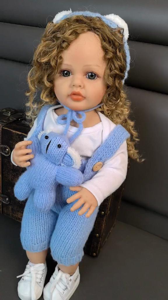 Motekrøller Baby Reborn Jenter Dukker 55 cm Silikon Full Body Reborn Nyfødte Dukker Kan Bade Babyer Barn Lekekamerat Leketøy Genser