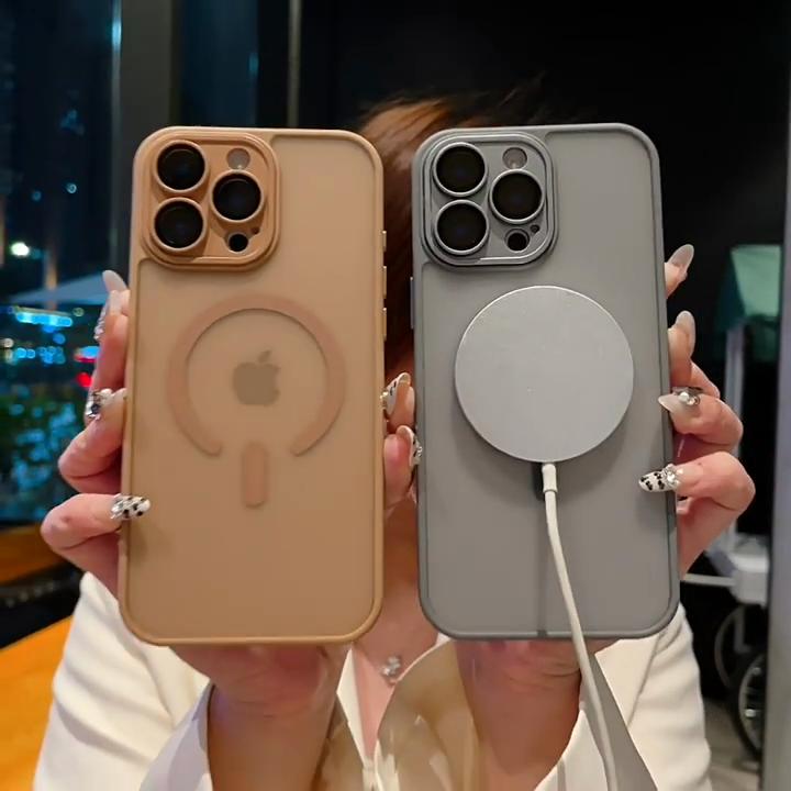 Matte Acrylic Magnetic Wireless charging Case for iPhone 16 Pro Max 15 14 Plus 13 12 11 Pro All-inclusive Fall protection Cover