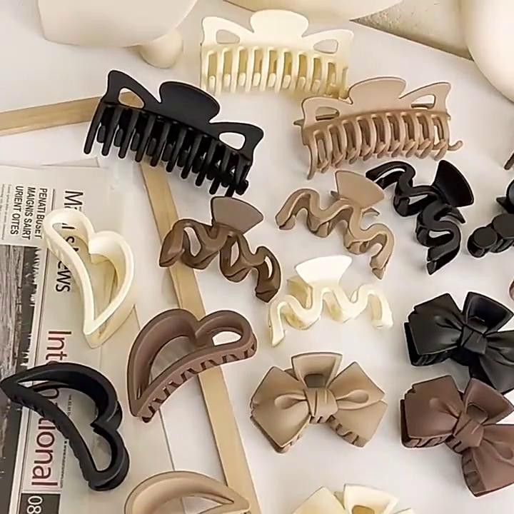 2ks Premium sada pokrývek hlavy Nové Dámské Módní Spona Claw Káva Černý Akryl Velké vlásenky Claw For Lady Clip Barrette Vlasové doplňky