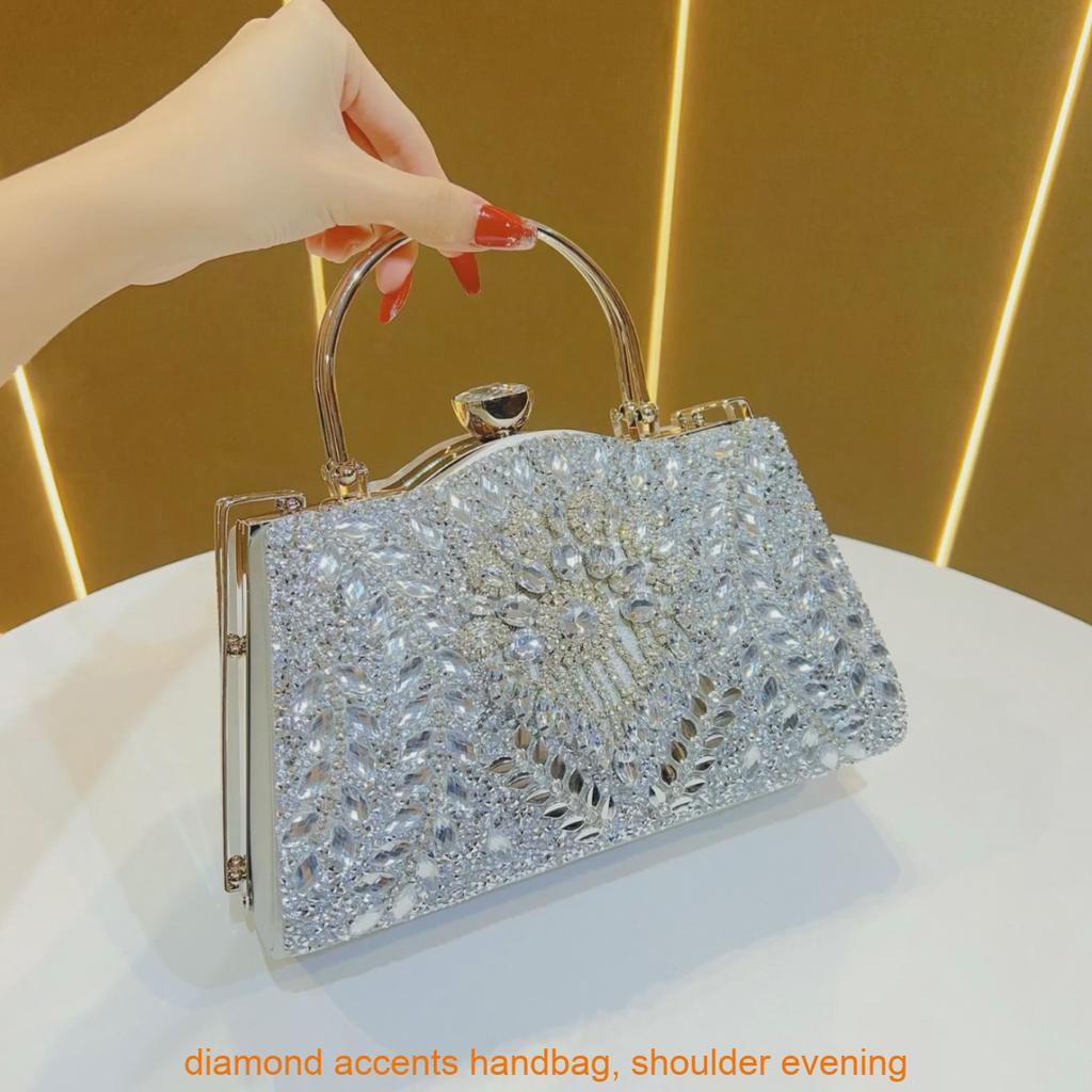 Pu Leather Large Capacity Evening Bag With Sparkling Embellishments For Formal Occasions