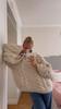 Oversize Knit Pullover Women Casual Lazy Round Neck Kink Solid Sweater Female 2024 Autumn Winter Loose Sleeves Knitwear Lady