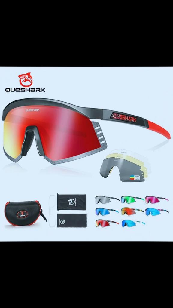 Queshark 4 Lens/ Set Men Women Polarized Cycling Sunglasses Sports MTB Bicycle Eyewear Riding Road Bike Glasses Goggles QE58-01