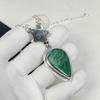 Natural Malachite Gemstone Handmade 925 Sterling Silver Electroform Flower Necklace, Malachite Silver For Wife Unisex Pendant Esater Gifts
