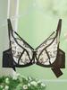 European and American Cross-chest Large Size Bra with Exquisite Embroidery Lace Flowers No Steel Ring Ultra-thin Underwear