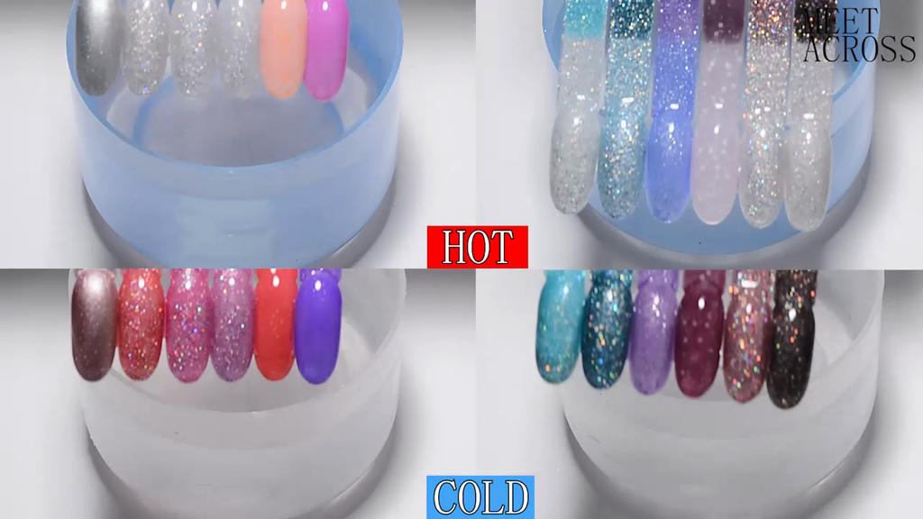 Mtssii 7 ml Gold Glitter termiskā nagu gēla laka ar temperatūru maina krāsu gēla laka daļēji noturīga uzsūkšanās UV želeja