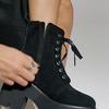 Fashion Flower Platform Boots Chunky Punk Suede Leather Womens Gothic Shoes Nightclub Lace Up Back Zipper High Quality Ankle Boots 35-43
